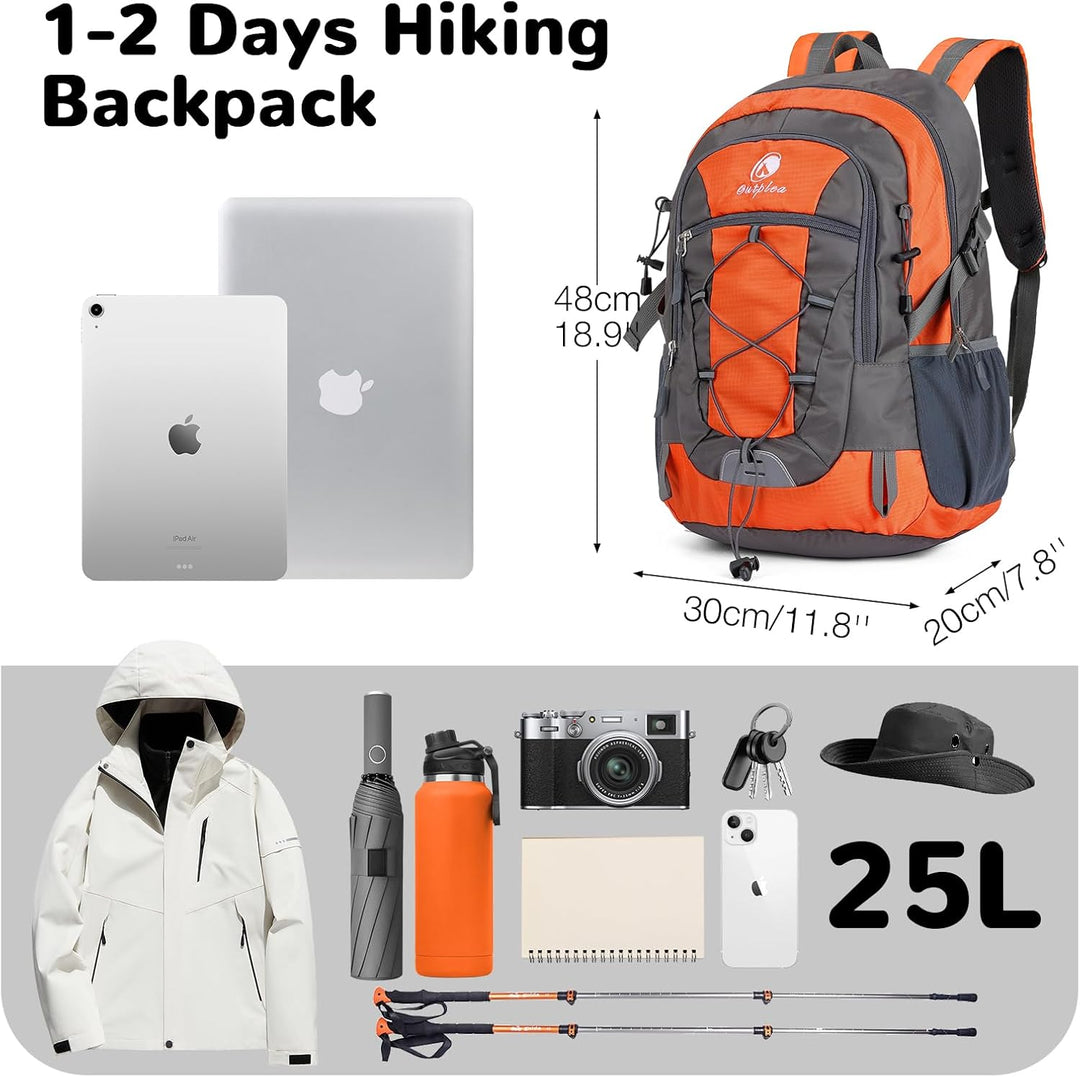 25L Wandernrucksack Damen Herren, Outdoor Rucksäcke Tagesrucksäcke, Wasserdichter Reiserucksack für
