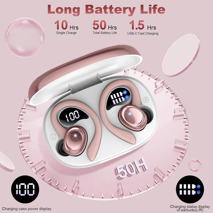 Bluetooth 5.4 Kopfhörer Sport, 2026 Neu 6D Stereo In Ear Kopfhörer Kabellos Bluetooth mit 4 ENC Mic/