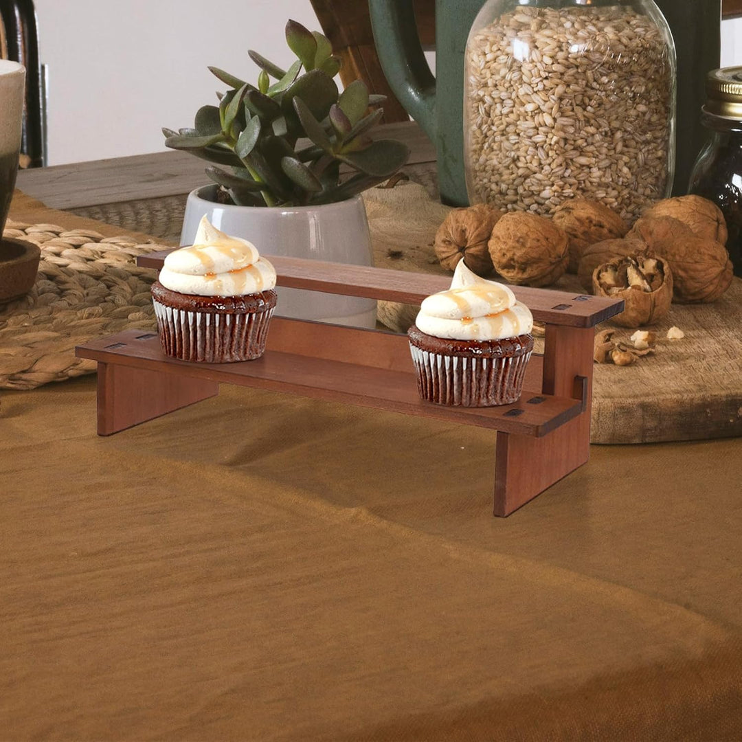 GALPADA Vintage mit Doppellagigem Design Holz Präsentationsständer stabiler Tortenständer für Cupcak
