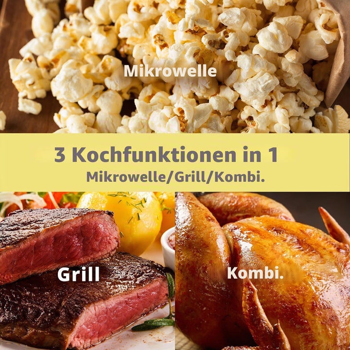 COMFEE' Digitaler Einbau-Mikrowelle, 20 Liter, 800 W, Grill, 5 Leistungsstufen, 8 automatische Menüs