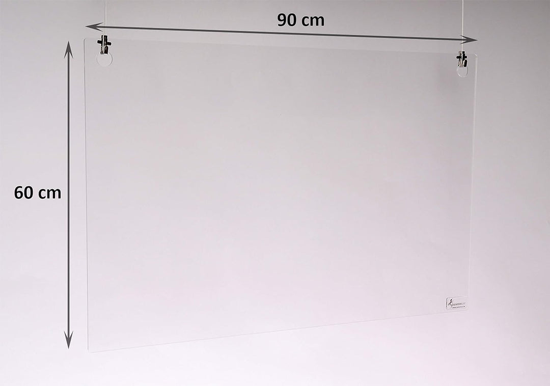 Queence | Hochwertiger Tröpfchenschutz aus Acrylglas zum Aufhängen | Hustenschutz für Empfangsbereic