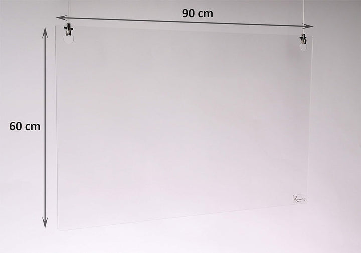 Queence | Hochwertiger Tröpfchenschutz aus Acrylglas zum Aufhängen | Hustenschutz für Empfangsbereic