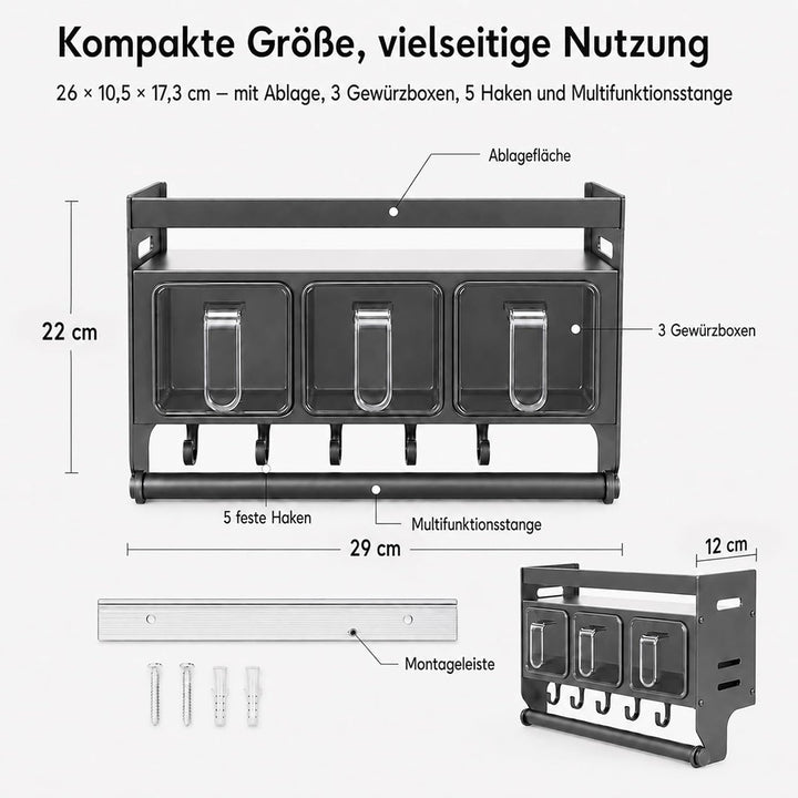 Küchenregal Wand, Gewürzregal Hängend, Gewürzregal Mit Küchenrollenhalter Gewürzständer Wand Aus Met