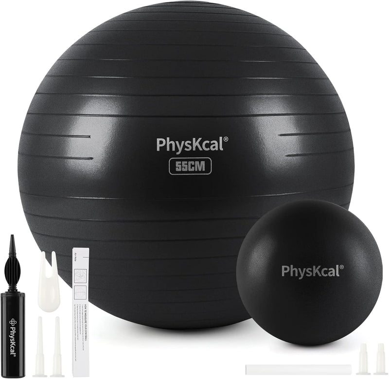 PhysKcal Gymnastikball und 23 cm Pilatesball Set, Anti Burst Gymnastikball, Anti-Rutsch-Sitzball, Ba