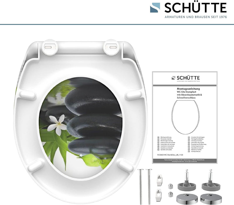 SCHÜTTE WC-Sitz Duroplast JASMIN, Toilettensitz mit Absenkautomatik und Schnellverschluss für die ei