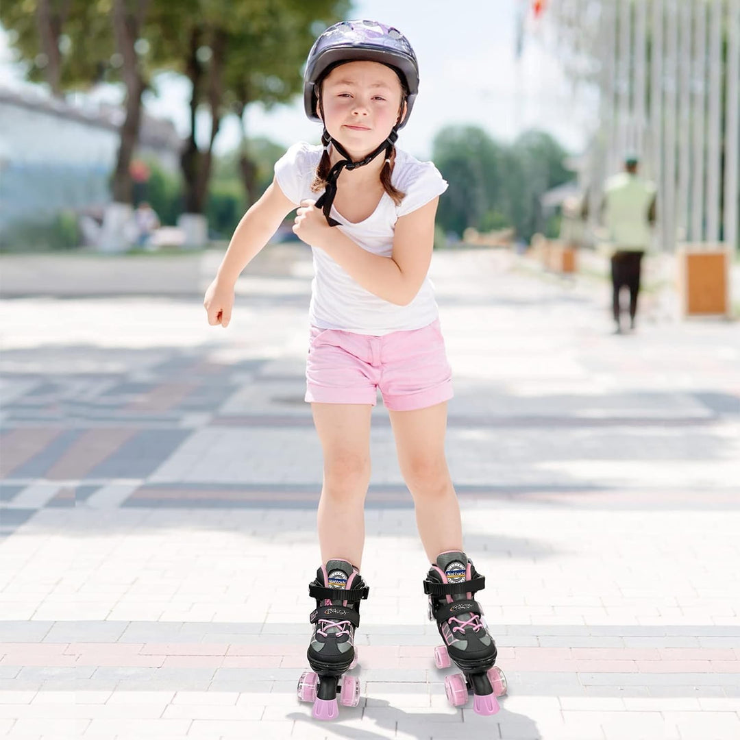 Nattork Kinder Rollschuhe für Mädchen, Jungen und Anfänger, 4 Grössen Verstellbare Rollschuhe mit Le