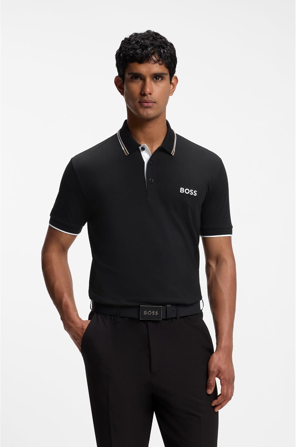 BOSS Herren Paddy Pro Poloshirt aus Baumwoll-Mix mit Kontrast-Details XS Black2, XS Black2