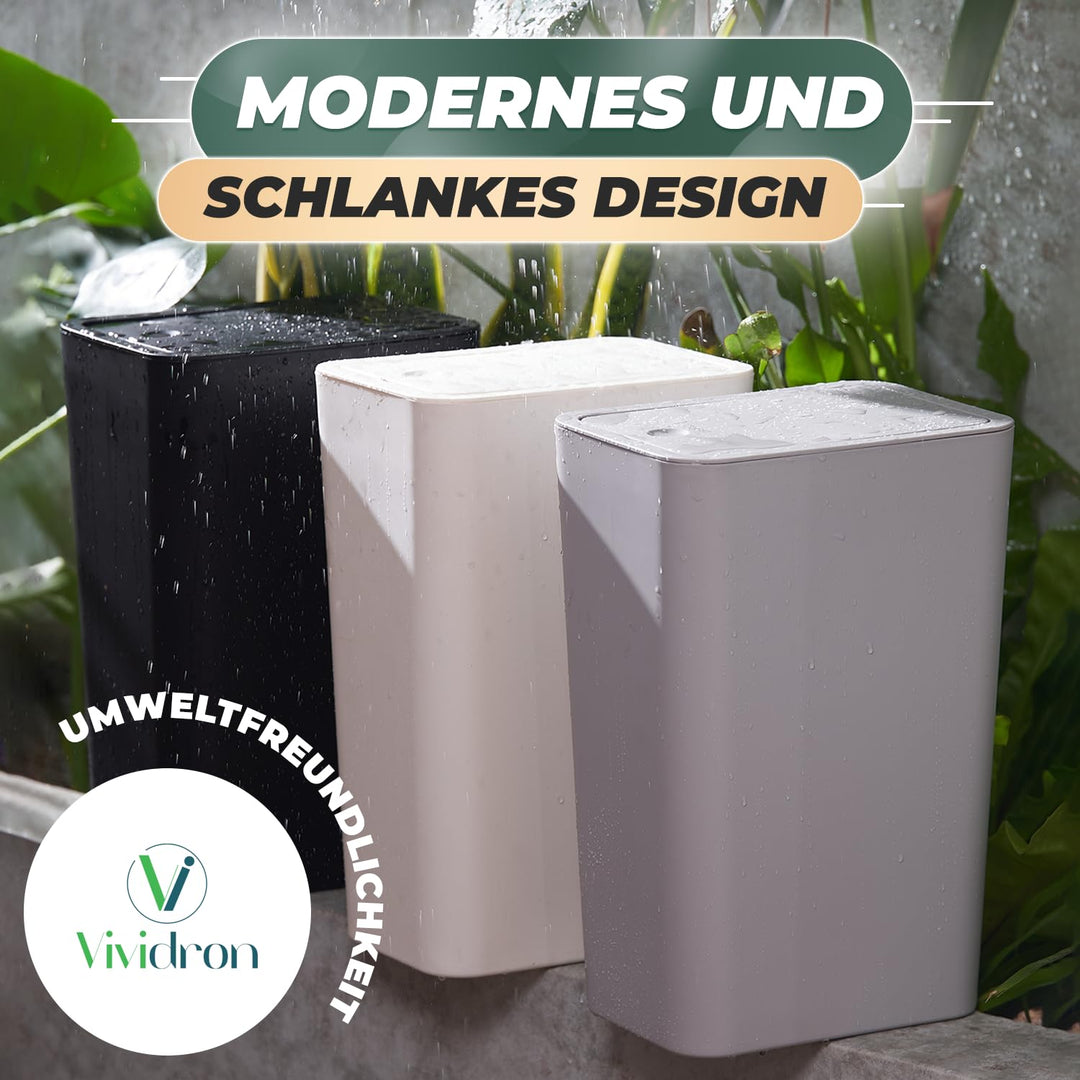 3er Pack 10L Kleiner Mülleimer mit Deckel, Badezimmer Abfalleimer mit Druckdeckel, Kleiner Mülleimer