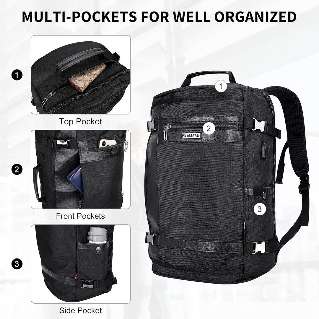 WITZMAN Reiserucksack Nylon Herren Damen Reisetasche Gross TSA Freundlich Handgepäck Rucksack(B686 S