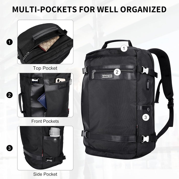WITZMAN Reiserucksack Nylon Herren Damen Reisetasche Gross TSA Freundlich Handgepäck Rucksack(B686 S