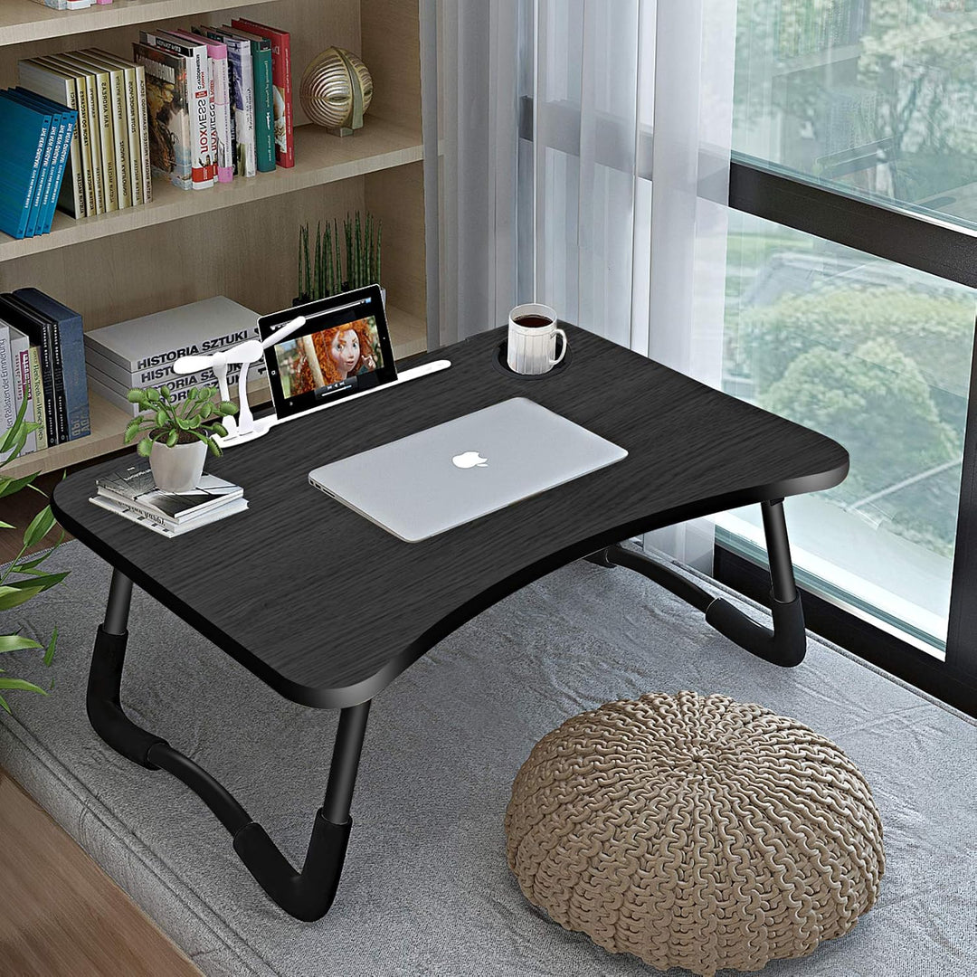 A3A ACADGQ Laptoptisch, Laptop Betttisch Klappbar, Notebook Tisch mit 4 USB Ladeanschluss, Schublade