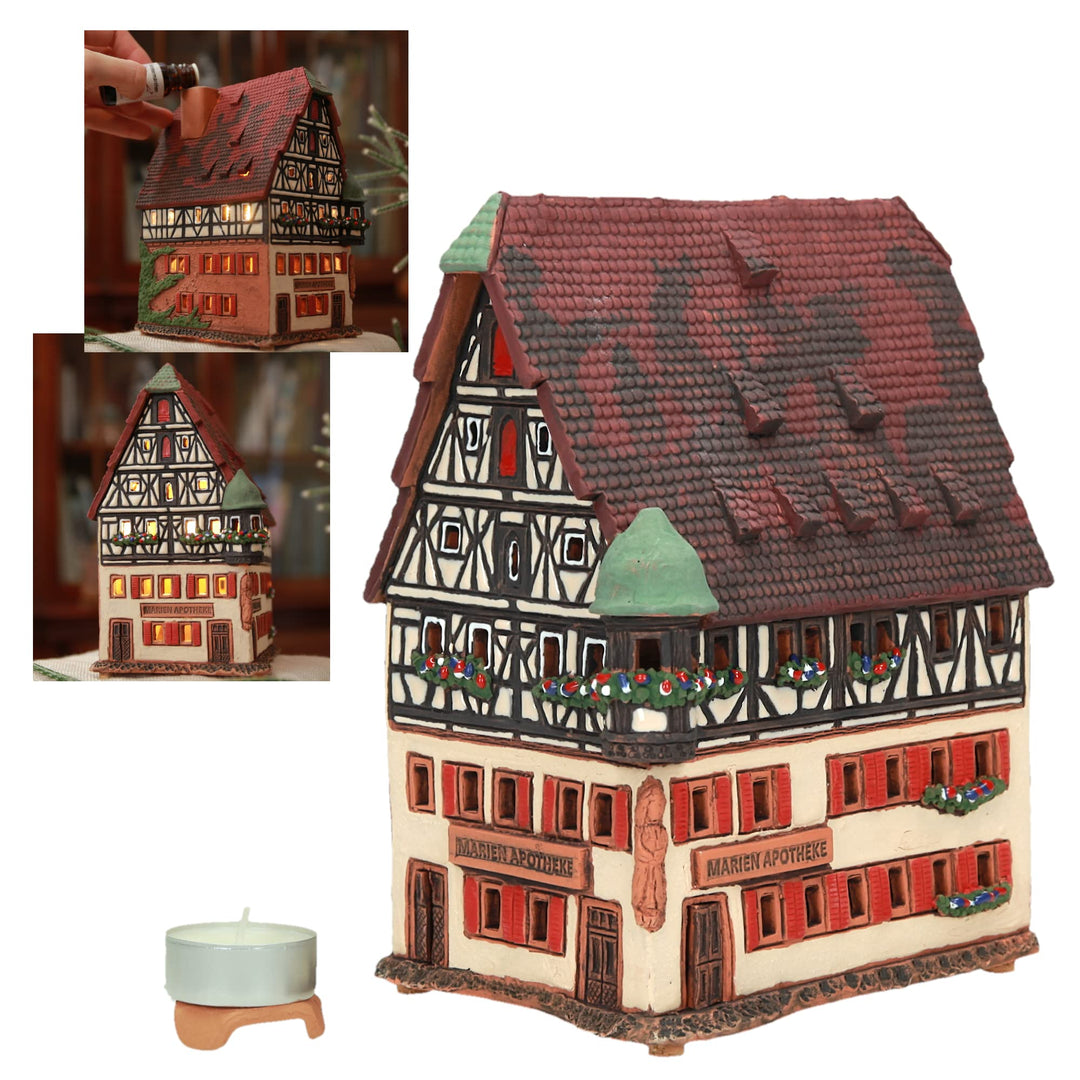 Midene Keramik Aroma Lichthaus, Teellichthalter, Künstlerisches Miniatur, Marien Apotheke in Rothenb