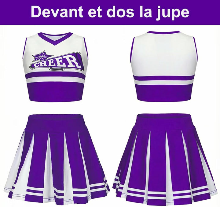 Kostüm Pompom Karneval Mädchen Kostüm Cheerleader Mädchen mit Haarspange Schleife Majorette Stick Po