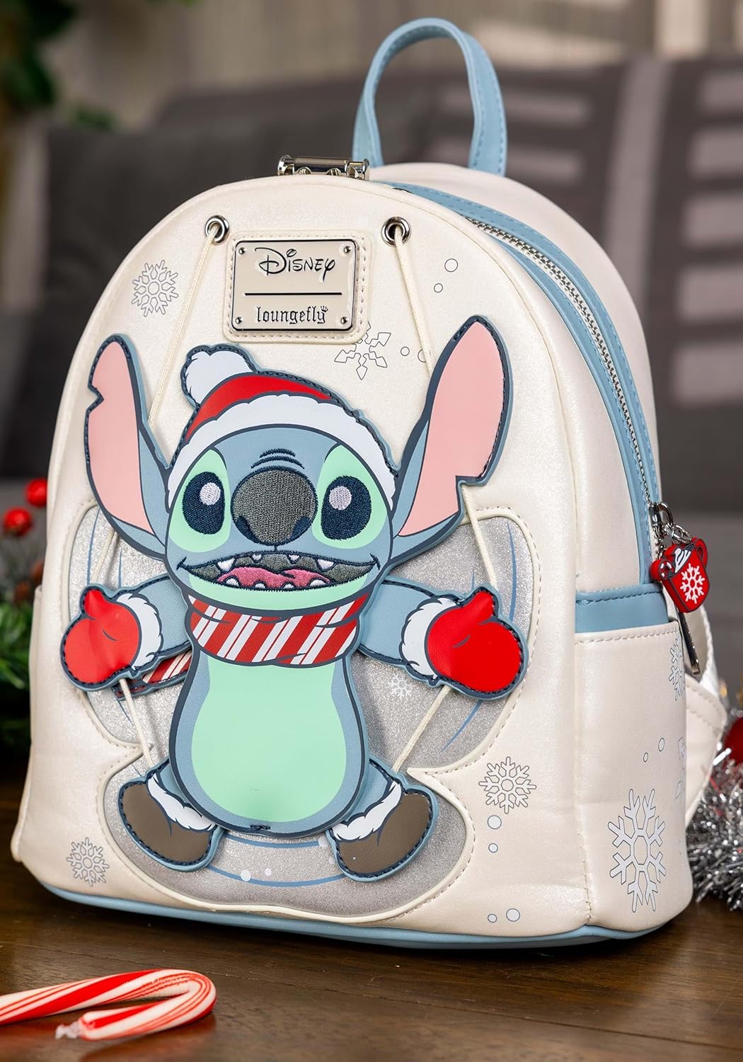Disney Stitch Holiday Snow Angel Glitter Mini Rucksack, Weiss/opulenter Garten, Einheitsgrösse, Mini