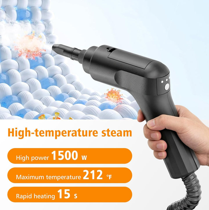 Dampfreiniger Handgerät, Dampfreiniger für Haushalt und Auto, 3 Dampfstufen am Griff einstellbar, 15