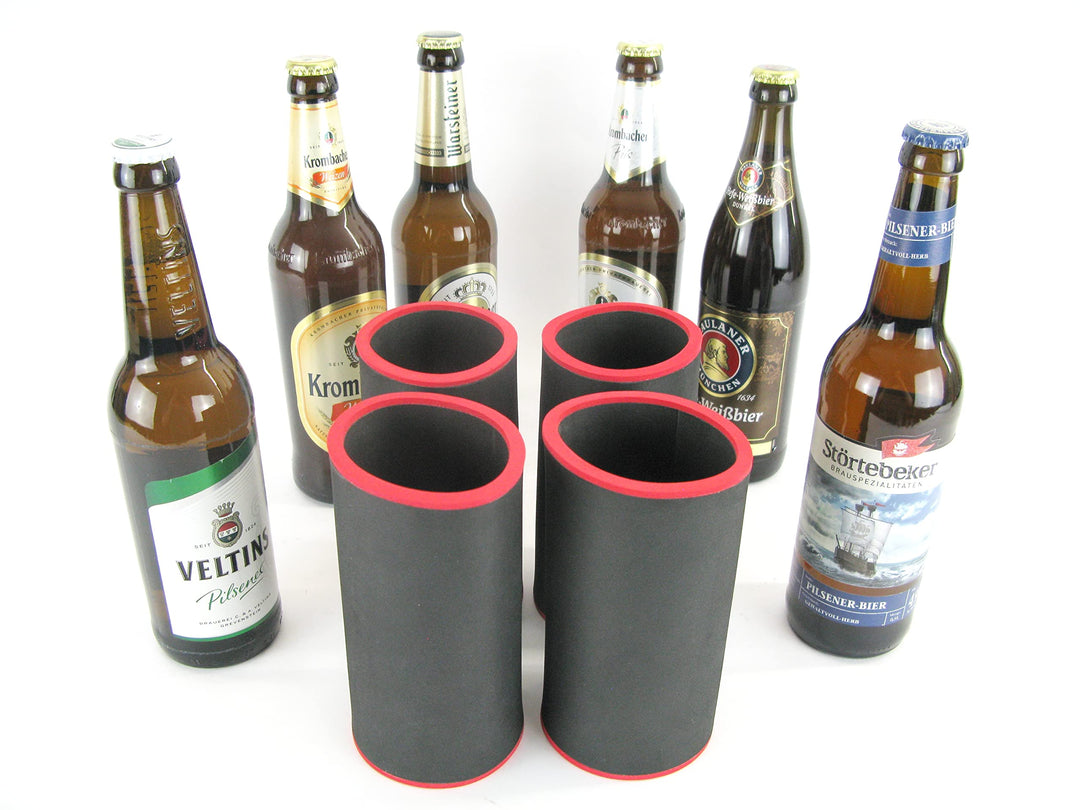 4er Set schwarze Getränkekühler 0,5l Flasche - Bierkühler - Neoprenkühler - passgenau ~Flaschenkühle