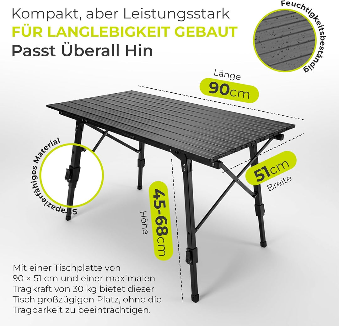 Werkfox Camping-Tisch Klapptisch Klappbarer Multifunktionstisch Mehrzwecktisch; Höhenverstellbarer F