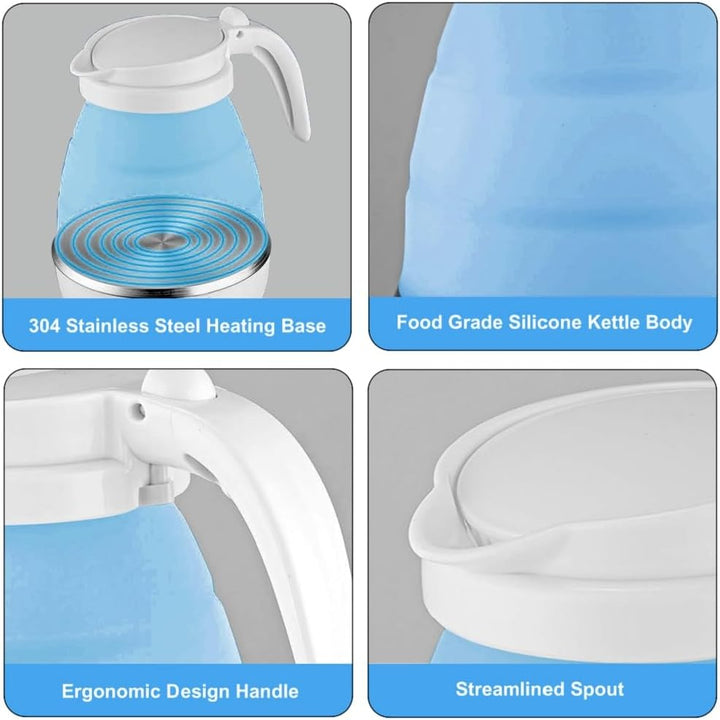 RANJIMA Wasserkocher Faltbarer Elektrisch, 0.6L Camping Faltbarer Wasserkessel Mini Wasserkocher für