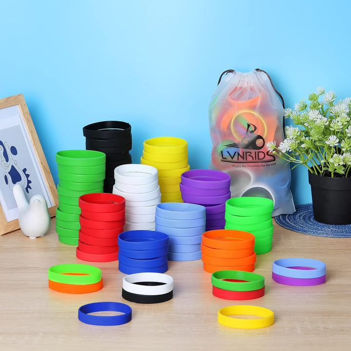 100 Stück Silikon Armbänder, Sport Party Gummi Elastic Armband Grosshandel Bulk-Armband für Kinder E