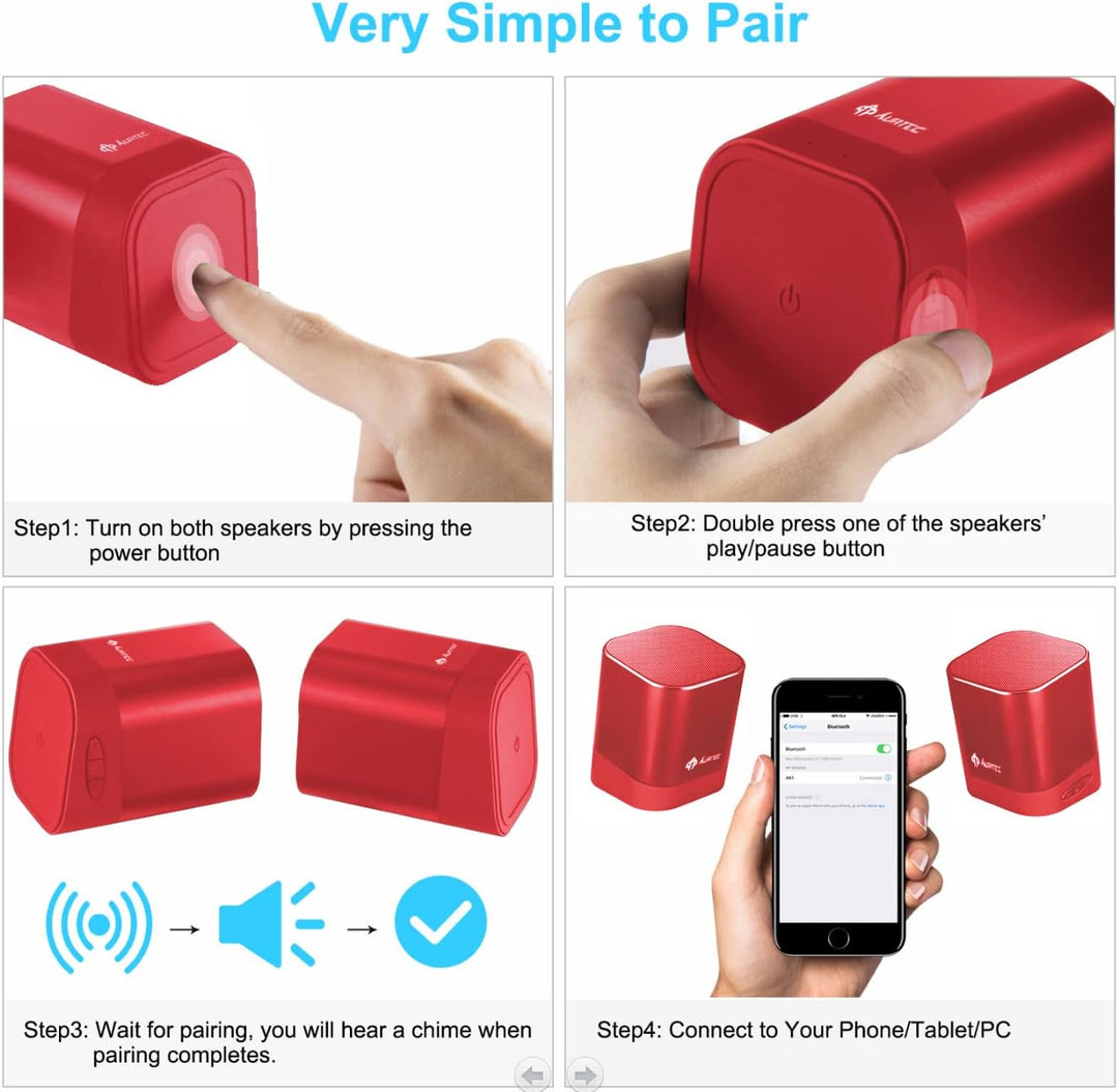 Tragbarer Bluetooth-Lautsprecher AT1, AURTEC Dual Wireless-Lautsprecher mit echter Wireless-Stereo-T