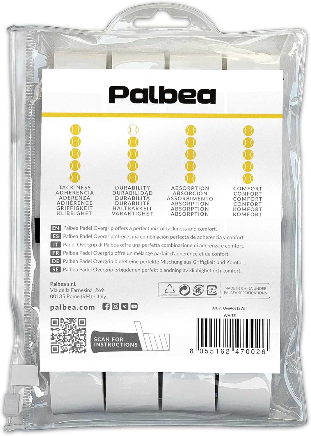 Palbea Padel Griffbänder - 3/6/12/22/60 Stück - Extra Klebrig - Hohe Schweissabsorption - Rutschfest