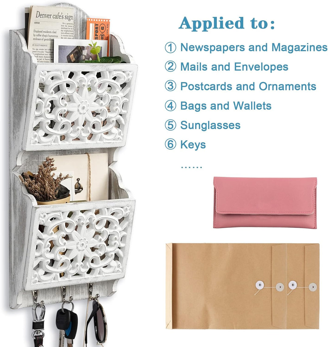 Rustikale Postsortierer und Schlüsselbrett, Zeitschriftenhalter Shabby Chic Briefständer Schlüsselha