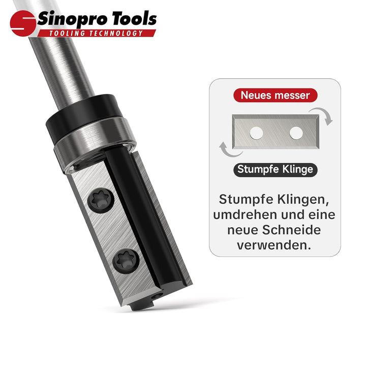 Sinoprotools Wendeplatten Bündigfräser HW – 8 mm Schaft, 16 mm Schneidendurchmesser, 30 mm Schneiden