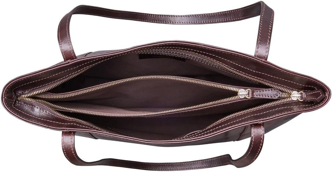 Maxwell Scott Italienischer Damen Leder Shopper Athenea in Dunkelbraun, Dunkelbraun