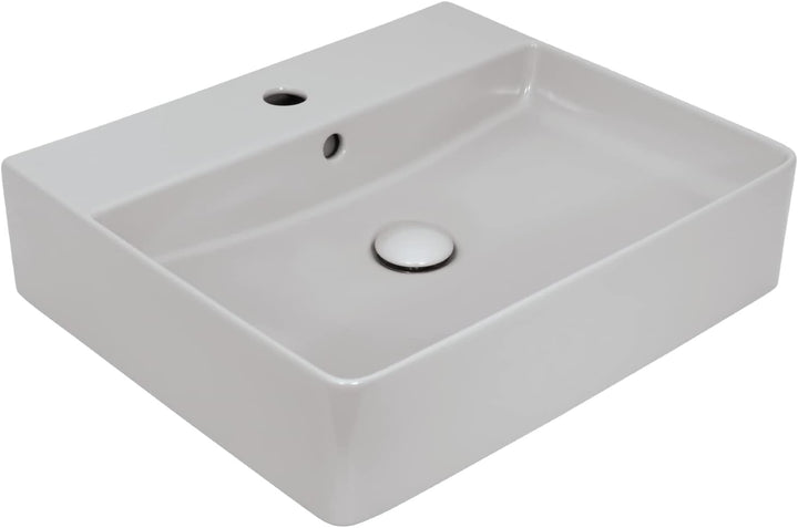 'aquaSu® Moderner Waschtisch Riga 51 cm | Eckiges Design-Waschbecken mit Überlauf und Hahnloch | Hän