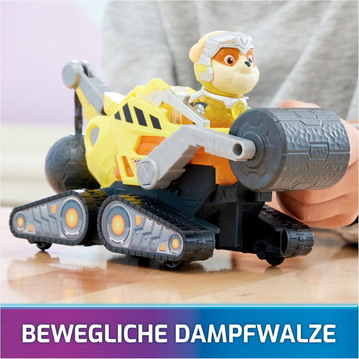 PAW Patrol: Der Mighty Kinofilm, Superhelden-Basis-Fahrzeug von Rubble mit Welpenfigur, Baustellenfa