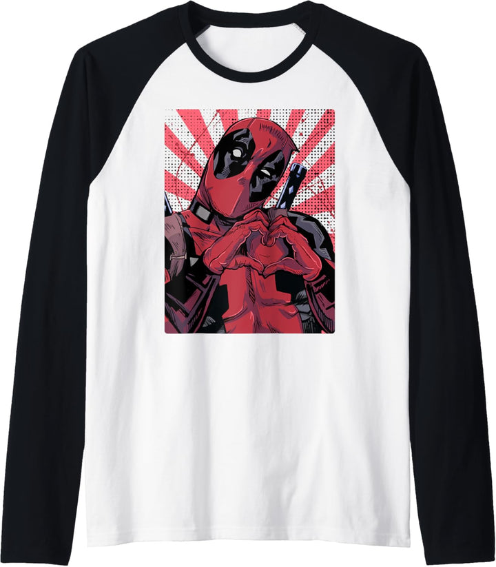 Marvel Deadpool Closed Hand Heart Raglan