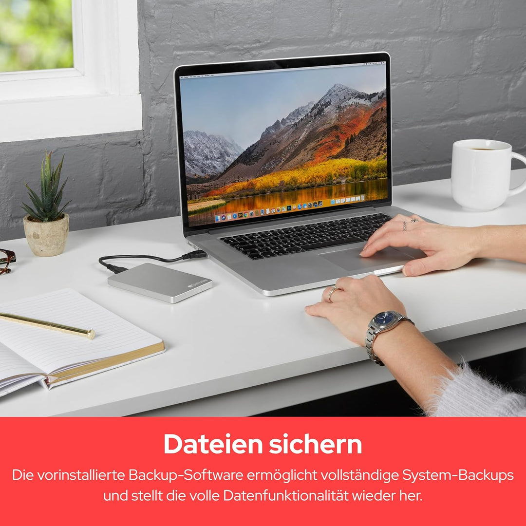 Verbatim Store 'n' Go ALU Slim, 1 TB, Silber, Externe Festplatte, USB 3.2 GEN 1, Festplatte extern a