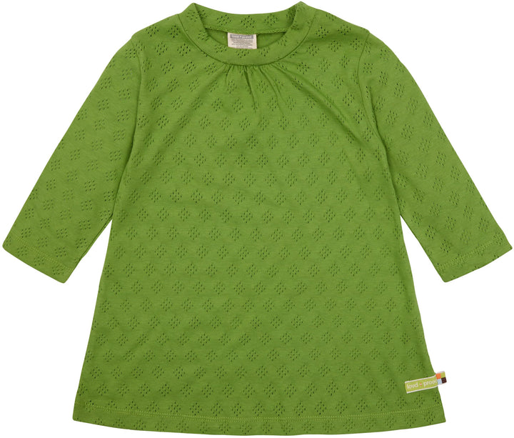 loud + proud Mädchen Jacquard Strick, GOTS Zertifiziert Kinderkleid, Grass