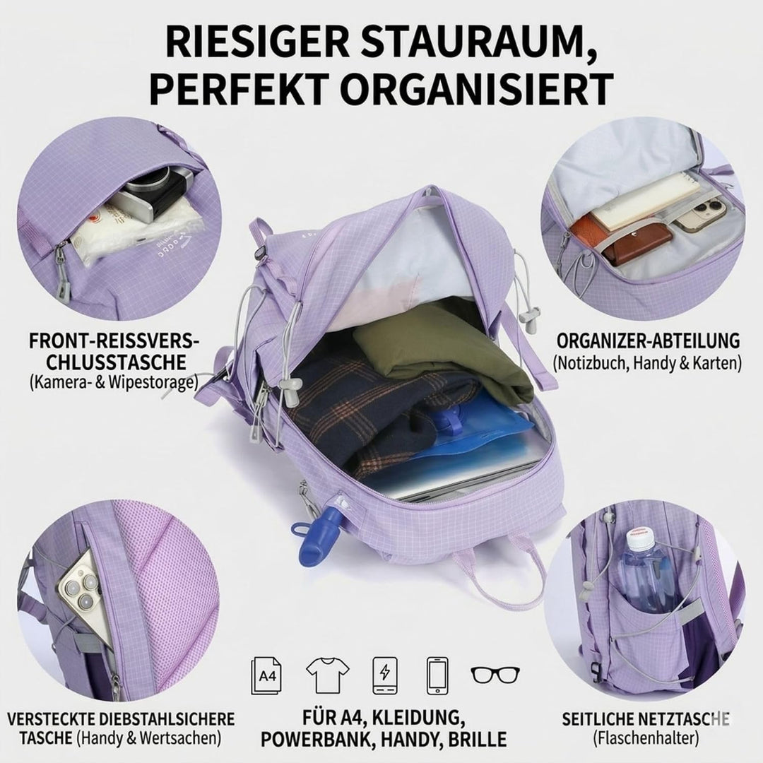 25L Wanderrucksack Damen Herren Reiserucksack Tagesrucksack Wasserdicht Leicht Backpack für Wandern