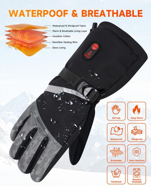 SOPPY Beheizbare Handschuhe Unsex, Beheizte Sporthandschuhe Skihandschuhe Herren Damen,Fahrradhandsc