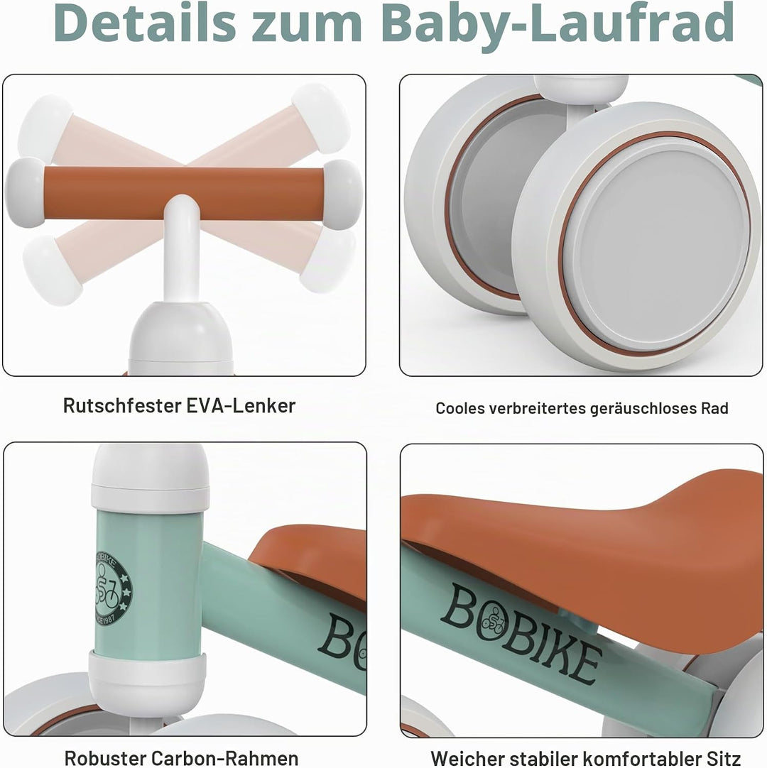 MHCYLION Kinder Laufrad ab 1 Jahr Balance Lauflernrad Spielzeug mit 4 Räder für 10-24 Monate Baby, E