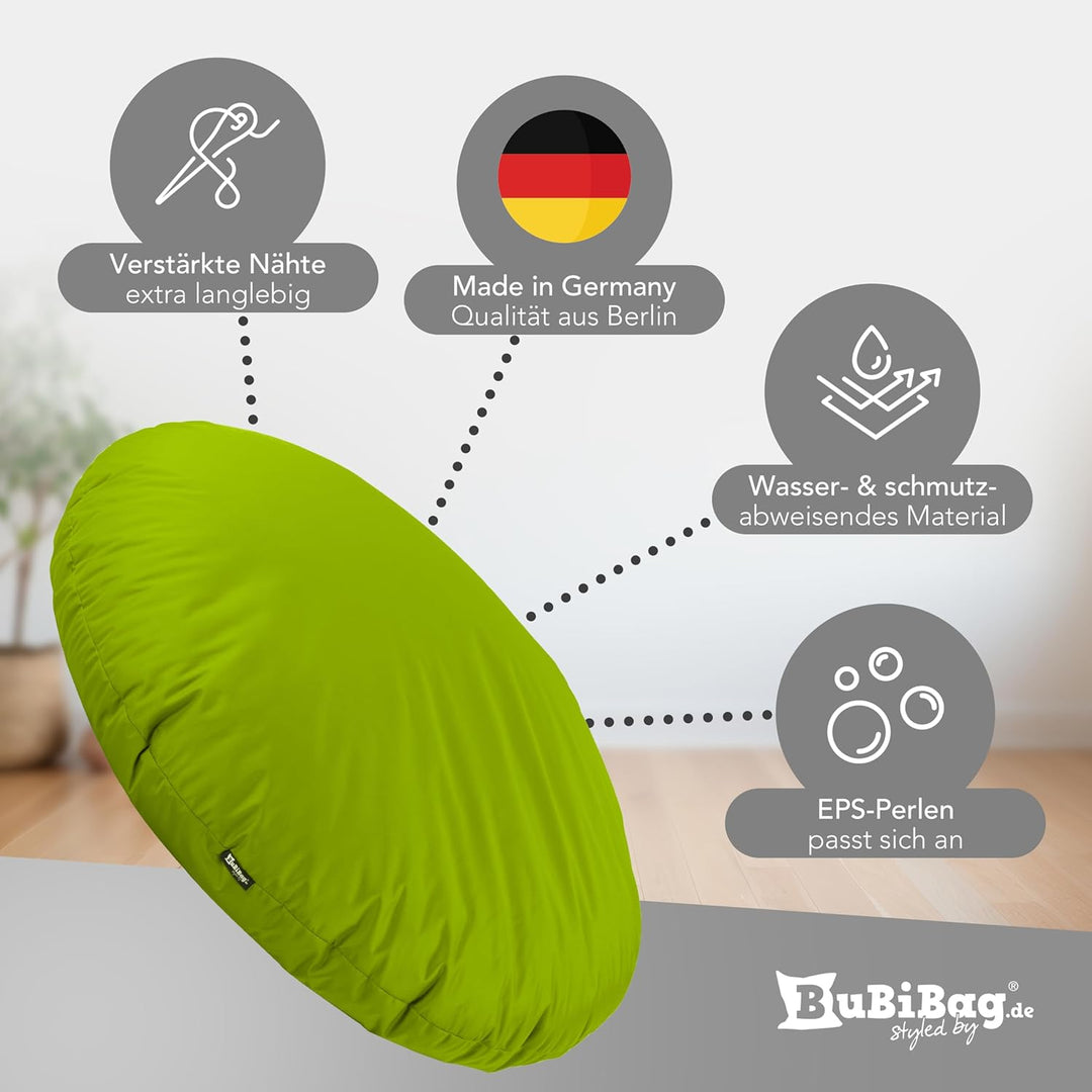 BuBiBag 2in1 Sitzsack L - XXL mit Füllung für Kinder &amp; Erwachsene, Gaming Beanbag &amp; Bodenkissen für