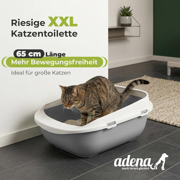 Katzentoilette XXL Jumbo Schale 65 cm graubeige inkl. Schaufel, graubeige