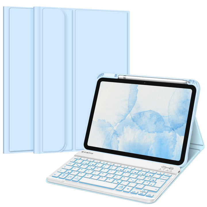 Fintie Tastatur Hülle für iPad 10. Generation 2022 (10.9 Zoll), Keyboard Case mit 7-farbig Beleuchte