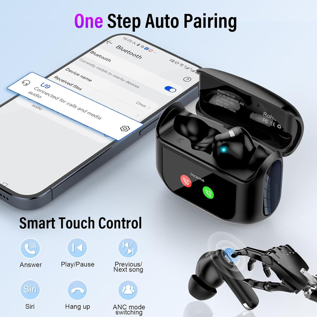 Touchscreen Bluetooth Kopfhörer, 2026 In Ear Kopfhörer Kabellos Bluetooth 5.4 mit ANC+ENC Noise Canc