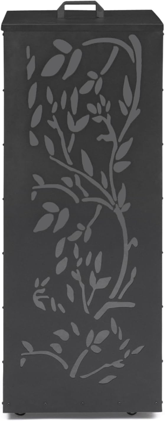 IDMarket - Pelletbehälter 55kg schwarz Pelletspeicher Pelletspeicher 36x36x87cm Blumenmuster