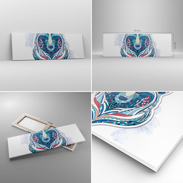 Panorama Bilder auf Leinwand Bär Illustration Traum blumig Leinwandbild 90x30cm Wandbilder Dekoratio