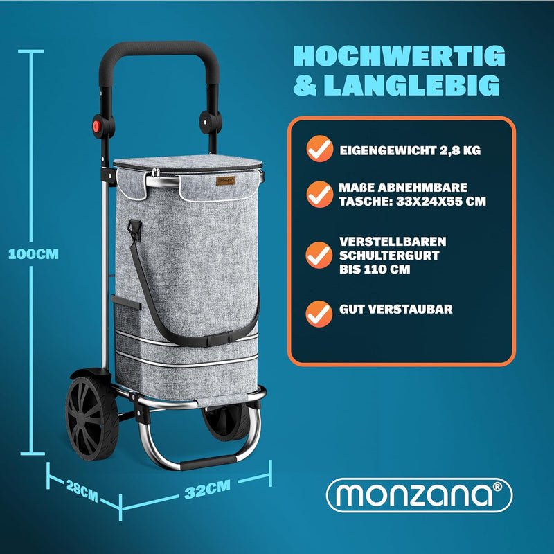 Monzana 2in1 Einkaufstrolley 56L bis 50 kg klappbar abnehmbare Tasche Handwagen Einkaufswagen Einkau