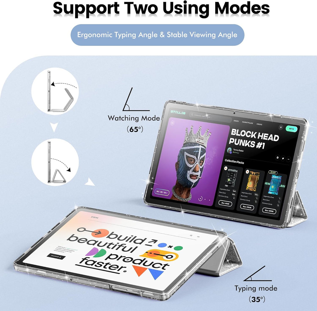 INFILAND Hülle für Samsung Galaxy Tab A11+/A9+11 Zoll (2023/2025),Glitzernde Schutzhülle mit funkeln