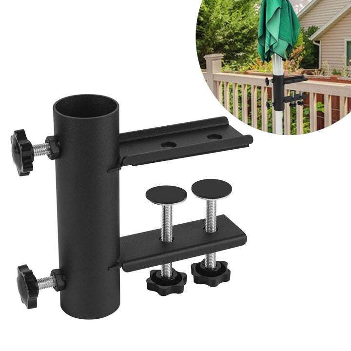 VANROUG Sonnenschirmständer für eckige Balkongeländer(15 mm - 63 mm), Schirmdurchmesser (23 mm - 38