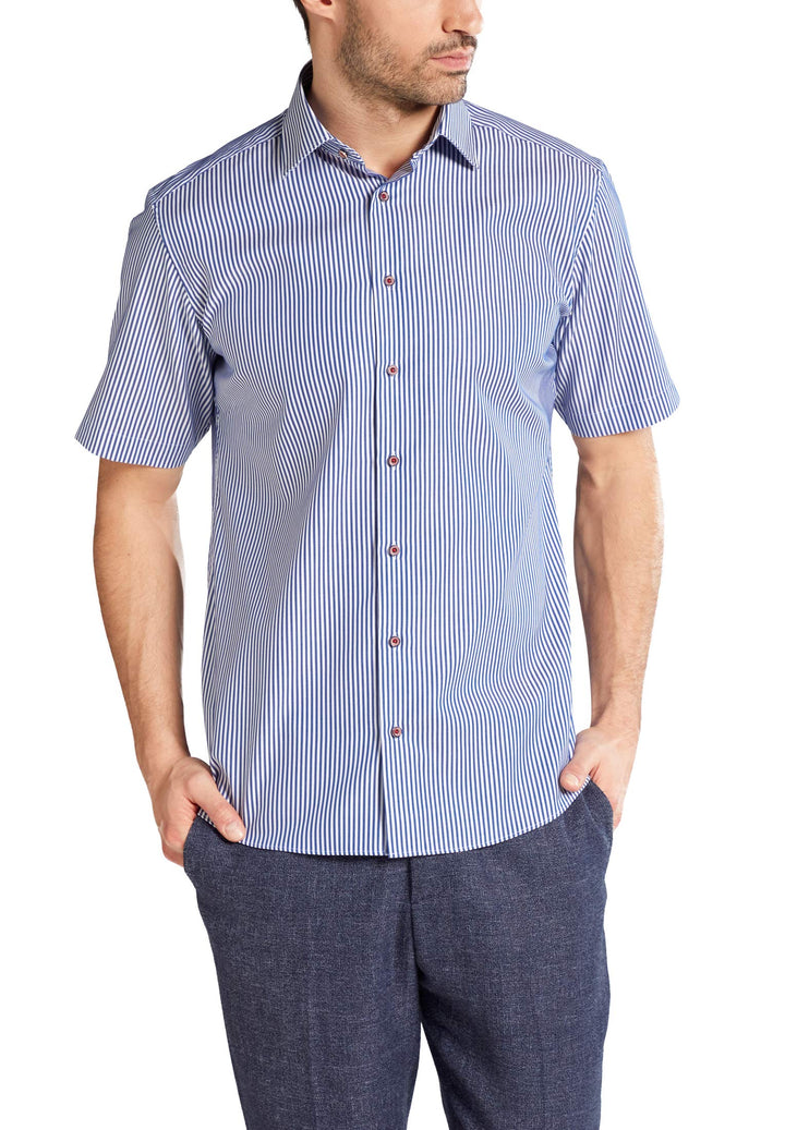 eterna Kurzarm Hemd Modern Fit Twill gestreift