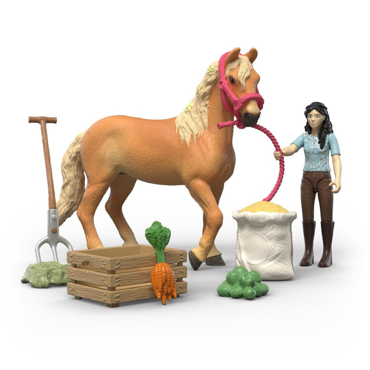 schleich Horse Club | Emily's Pflege Set 42797 | Pferde Spielset mit Pferd, beweglicher Emily Figur