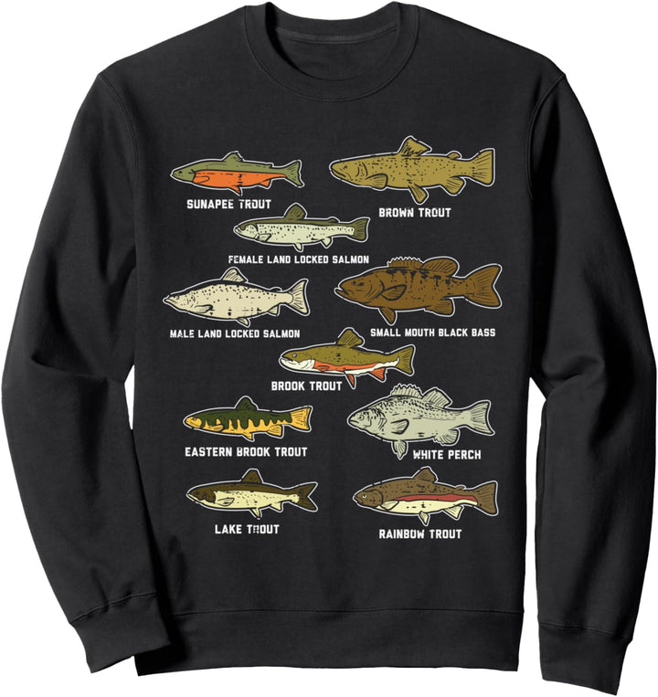 Fish Species Trout Salmon Bass Fishing Fisherman Angler Gift Sweatshirt