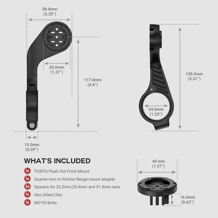 TUSITA Halterung Kit Kompatibel mit Garmin Edge GPS Fahrradcomputer, für Scheinwerfer Kamera, 010-13