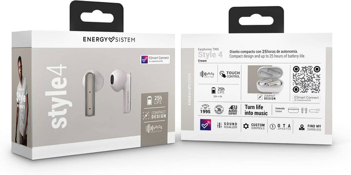 Energy Sistem Earphones True Wireless Style 4 Cream (Kopfhörer zum kabellosen Musikgenuss Kompaktes